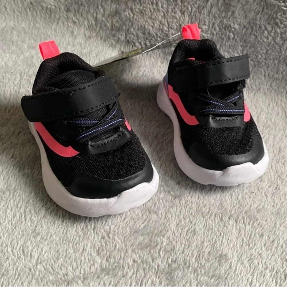 Athletic‎ Works Shoes Girls Size 2 Black-Pink Velcro New With Tags